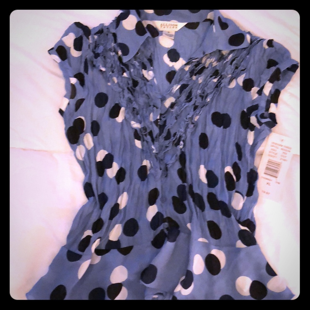 Beautiful blue polka dot blouse